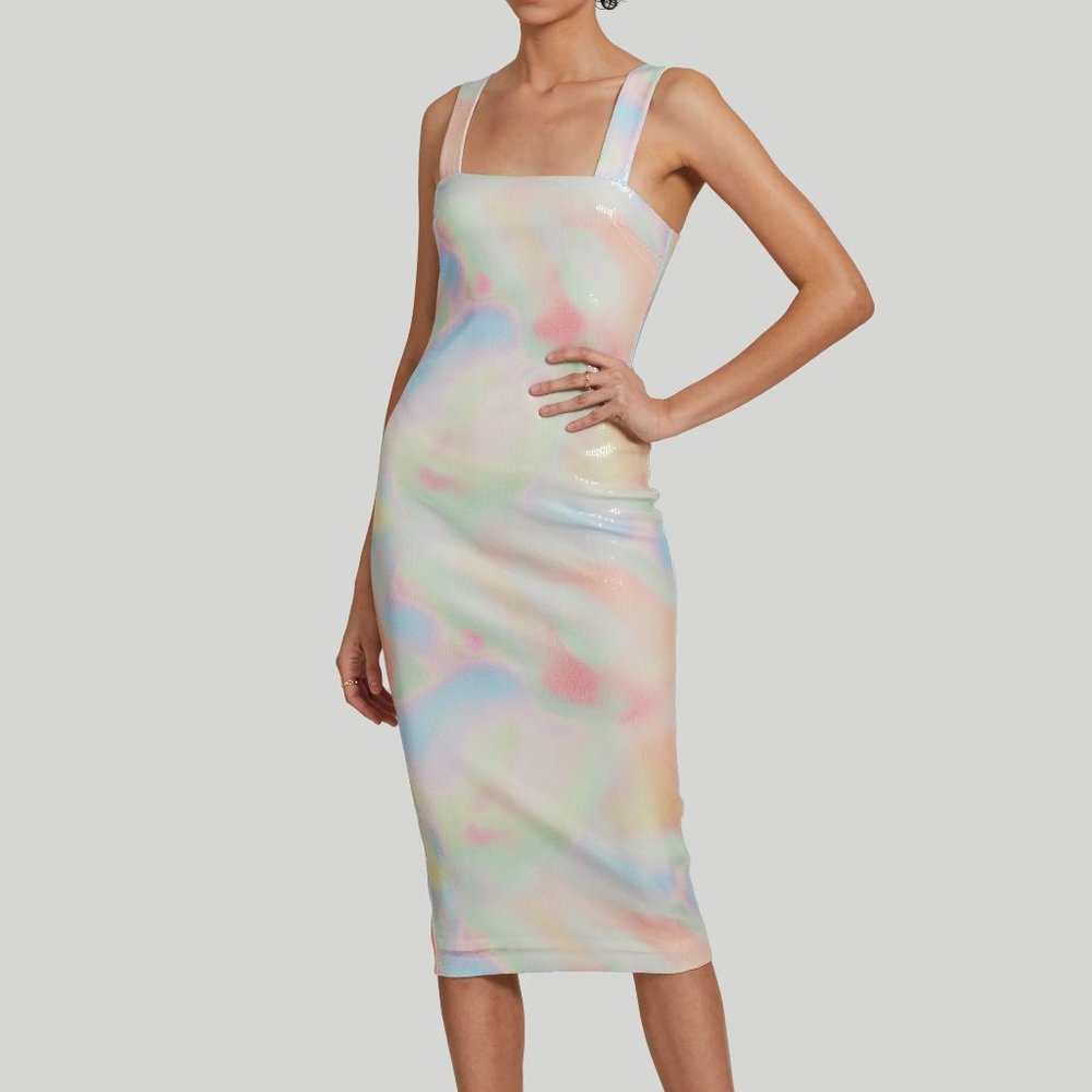 AMANDA UPRICHARD Anise Midi Dress in Micro Sequins Size Medium Brand New NWT